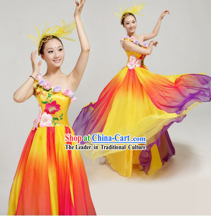 Chori Dance Group Dance Singing Group Costumes and Headwear Complete Set for Women
