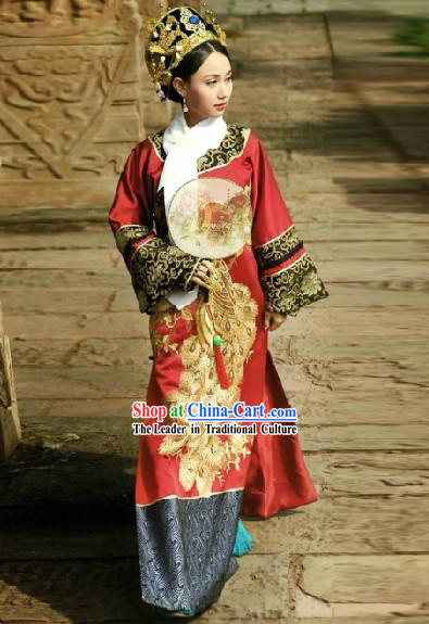 Qing Dynasty Empress Costumes and Headwear Complete Set for Women