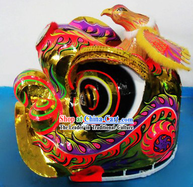 Supreme Bird Horn Lion Dance Costumes Complete Set with Gold Long Wool
