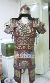 Ancient Chinese Military Armor Costume and Helmet Complete Set for Adults