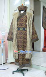 Ancient Chinese School Master Costumes and Hat Complete Set for Men