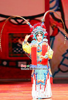 Traditional Chinese Peking Opera Mu Guiying Heroine Costumes for Kids