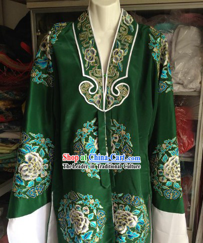 Green Embroidered Flower Opera Costumes