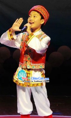 Chinese Ethnic Dance Costumes and Hat for Boys