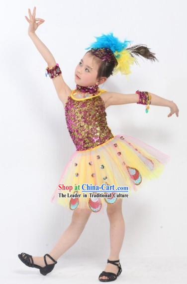Peacock Dance Costumes Complete Set for Kids
