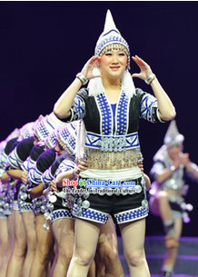 Female China Ethnic Dance Costumes and Hat