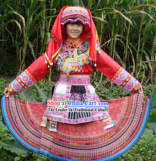 Traditional Chinese Miao Tribe Suit and Hat