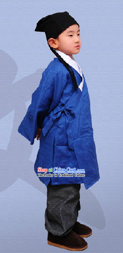 Ancient Chinese Ming Dynasty Long Robe and Pants for Children