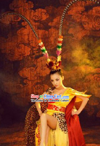 Monkey King Sun Wukong Female Version Costumes and Headwear Complete Set