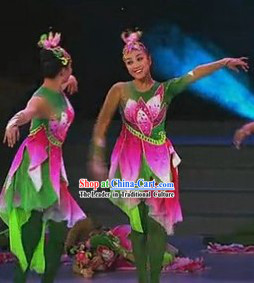 Chinese Stage Performance Professional Flower Dance Costumes Complete Set