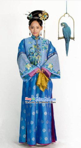 Qing Dynasty Imperial Princess Dresses and Headdress Complete Set