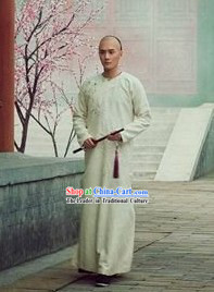 Qing Dynasty Male White Long Robe