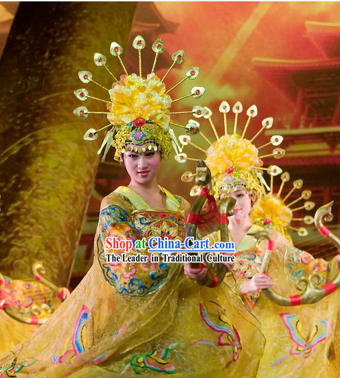 Chinese Tang Dynasty Imperial Classical Dancing Costumes Dancewear and Headdress Complete Set