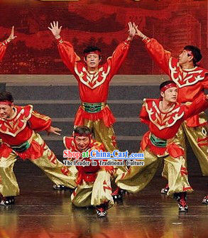 Mongolian Red Dance Costumes for Festival Celebrations