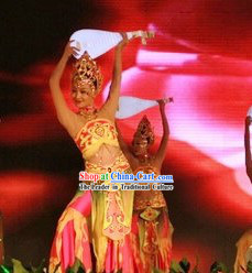 Chinese Lute Dancing Costumes and Headdress Complete Set