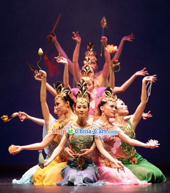 Ancient Chinese Fairy Dance Costumes and Headpieces of Various Colors