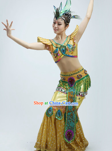 High Shoulder Dai Dance Costumes and Headpieces for Women