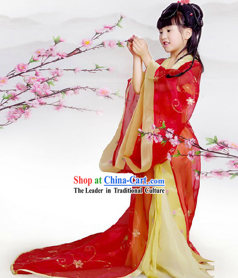 China Imperial Princess Red Hanfu Wedding Dress with Long Trail