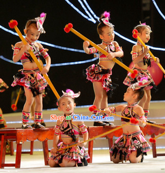 Traditional Chinese Ethnic Minority Dance Costumes for Kids