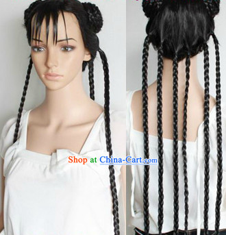 Chinese Cosplay Black Long Plait Wig