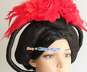 Ancient Chinese Long Empress Wig and Headwear for Women