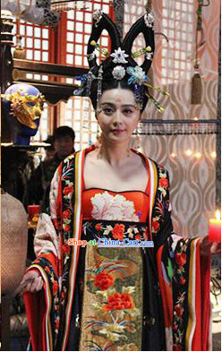 Tang Dynasty Wu Ze Tian Female Emperor Clothing, Wig and Hair Accessories Complete Set