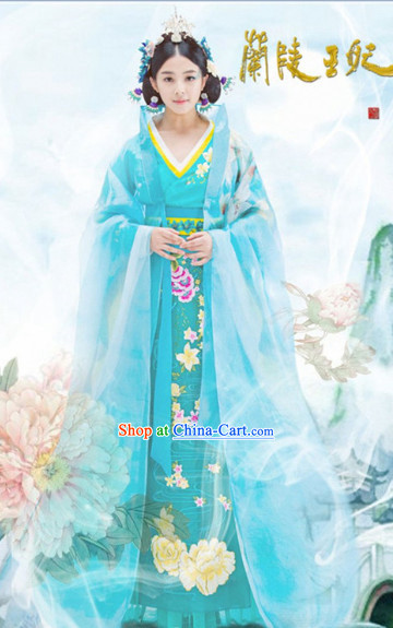 Chinese Costume Period of the Northern and Southern Dynasties Ancient Chinese Lanling Princess Clothing and Headdress Complete Set