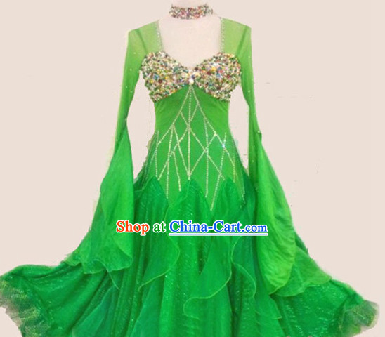 Top Tailored Made Green Waltz Dance Long Skirt