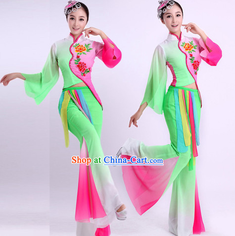 Traditional Chinese Classical Dancing Outfit and Hair Accessories Complete Set for Women