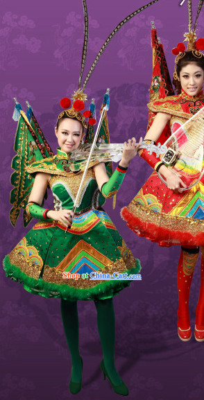 Green Crystal Music Ensemble Stage Performance Peking Opera Style Costumes