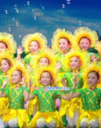 Traditional Sunflower Dance Costumes Complete Set for Kids