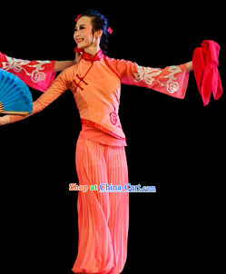 Orange Color Mandarin Handkerchief Female Dance Costumes and Handkerchief