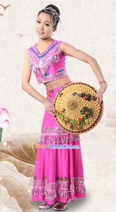 Traditional Chinese Dai Ethnic Dancing Costumes for Women