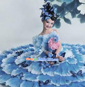 Top Petal Dancing Costumes and Headwear Complete Set for Kids