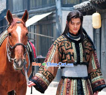 Chinese Costume Period of the Northern and Southern Dynasties Hua Mulan Legend Mongolian Tribe Prince Clothes Complete Set for Men