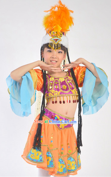 Xinjiang Ethnic Clothes and Hat for Children