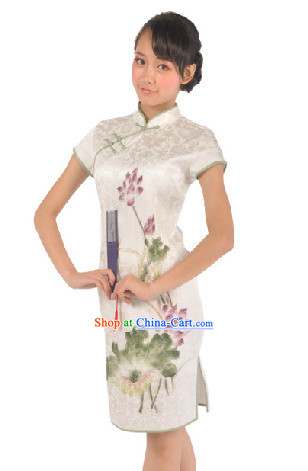 Traditional Lotus Cheongsam Dancing Dress for Women