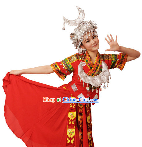 Traditional Miao Nationality Clothes and Hat for Women