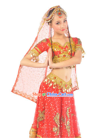 Indian Red Classical Dance Dress for Women
