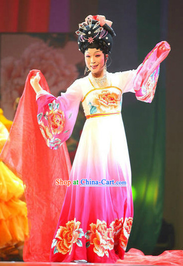 Ancient Chinese Tang Dynasty Empress Clothes Wig and Hair Accessories
