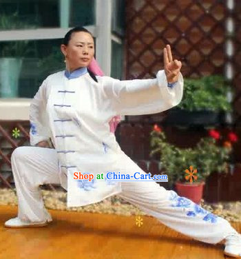 Blue Flower Kung Fu Tai Chi Silk Uniform