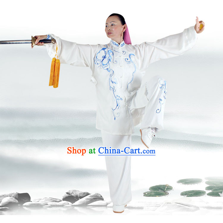 Traditional White Butterfly Embroidery Kung Fu Suit