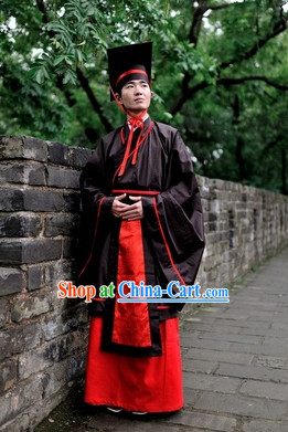 Ancient Chinese Academic Robe and Hat Complete Set for Men