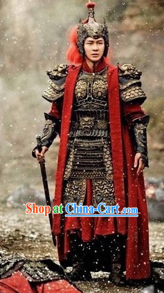 Chinese Traditional General Samurai Armor Costume and Helmet