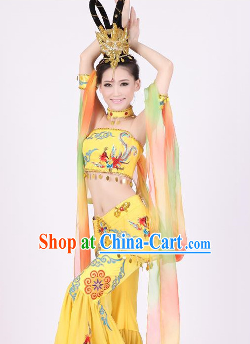 Chinese Flying Apsaras Dance Cstumes and Hair Jewelry Complete Set