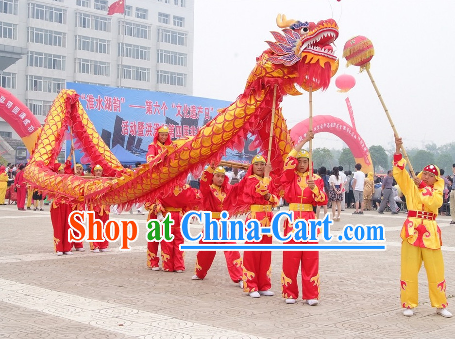 Red and Gold Chinese Dragon Costumes Complete Set for 10 Children