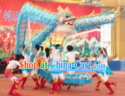 Lightweight Blue Chinese Dragon Dance Costume for 10 People