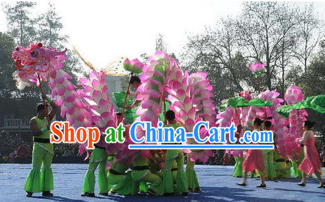 Handmade Lotus Flower Chinese New Year Dragon Dance Costume Complete Set