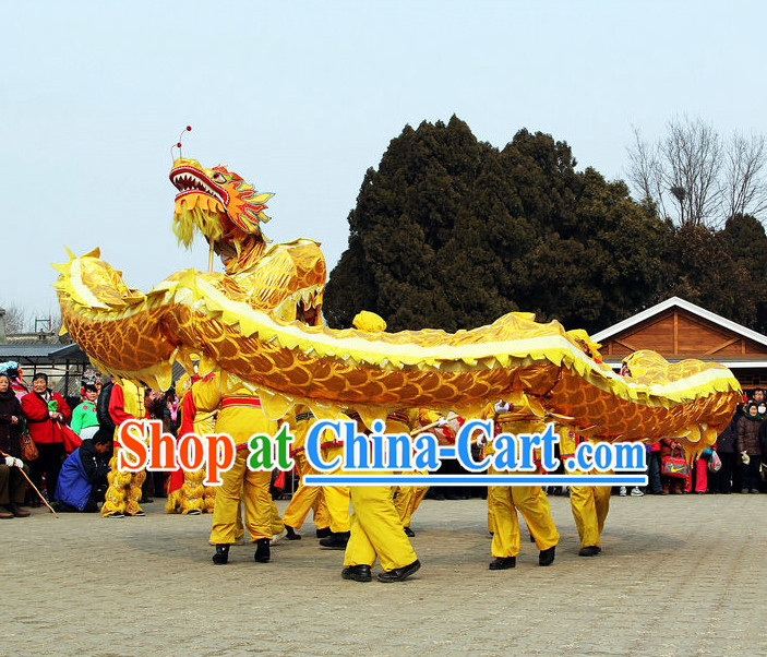 Chinese New Year Gold Dragon Dance Costumes Complete Set