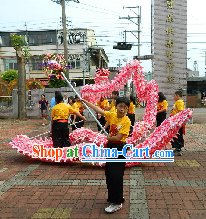 18 Meters China New Year Celebration and Competition Red Luminous Dragon Dance Costume for Students